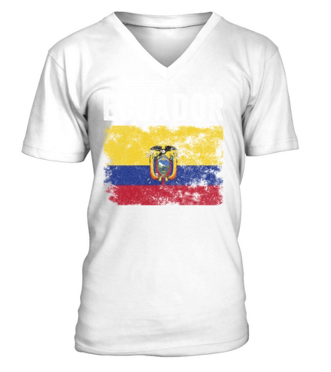 Ecuador Flag Distressed Ecuadorian Flag V-Neck T-shirt