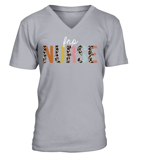 FNP Nurse Colorful Leopard Print Funny V-Neck T-shirt