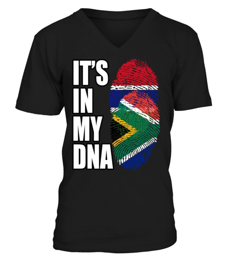 Gambian And South African Mix Heritage DNA Flag V-Neck T-shirt