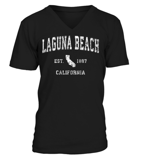 Laguna Beach California Ca Vintage Athletic Sports V-Neck T-shirt