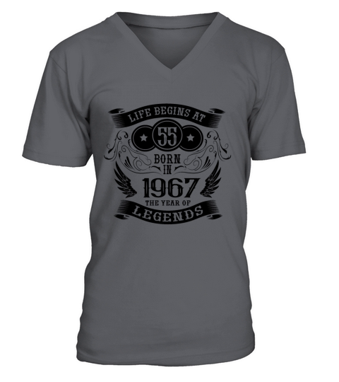 Life begins at 55 Vintage 1967 Birthday Vintage V-Neck T-shirt