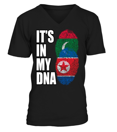 Maldivian And North Korean Mix Heritage DNA Flag V-Neck T-shirt
