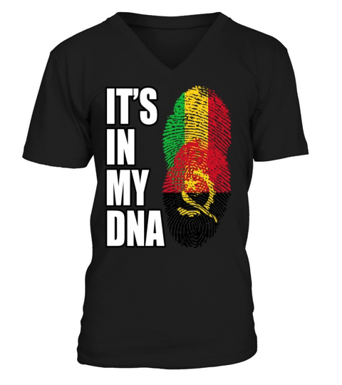 Malian And Angolan Mix Heritage DNA Flag V-Neck T-shirt