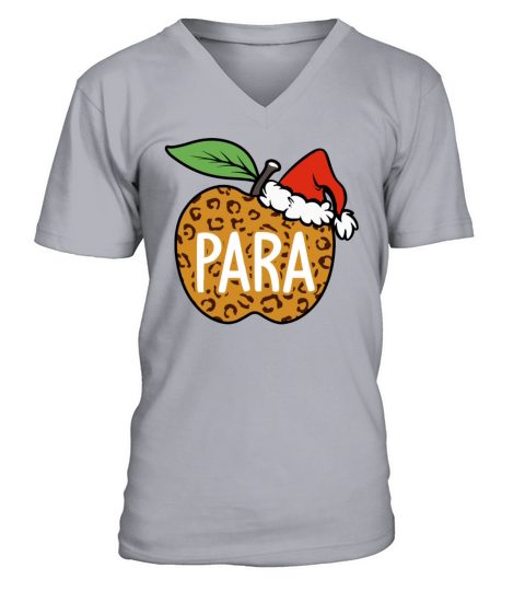 PARA Leopard Apple Santa Hat V-Neck T-shirt