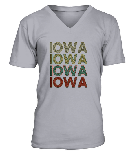 Retro America State Flag Vintage Iowa V-Neck T-shirt
