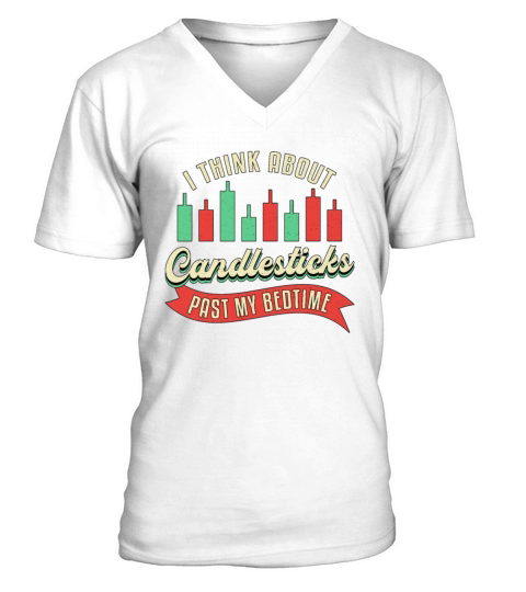Stock Market Candlesticks Past My Bedtime Trader V-Neck T-shirt