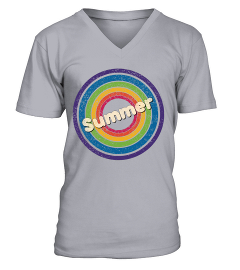 Summer Vintage Rainbow V-Neck T-shirt
