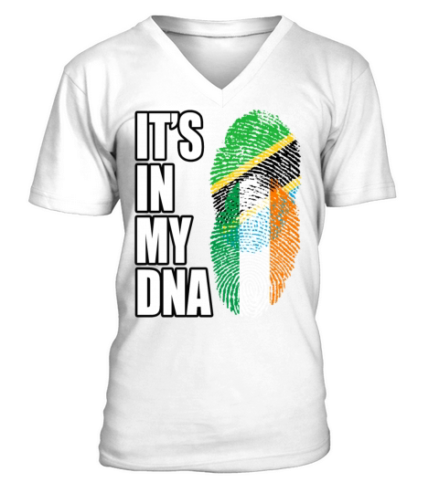 Tanzanian And Irish Vintage Heritage DNA Flag V-Neck T-shirt