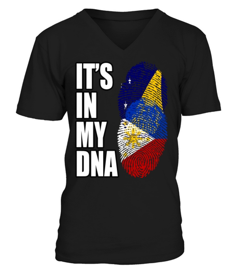 Tokelauan And Filipino Mix Heritage DNA Flag V-Neck T-shirt