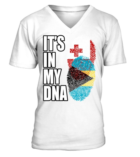 Tongan And Bahamian Mix Heritage DNA Flag V-Neck T-shirt