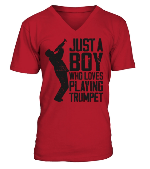 Trumpet Player Vintage Just A Boy V-Neck T-shirt