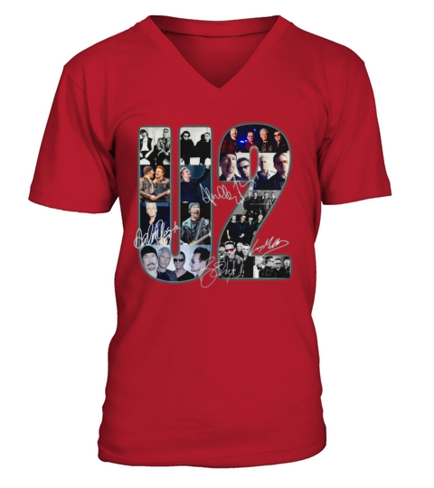 U2 band music signatures shirt V-Neck T-shirt
