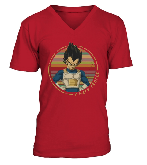 Vegeta I hate people sunset vintage V-Neck T-shirt