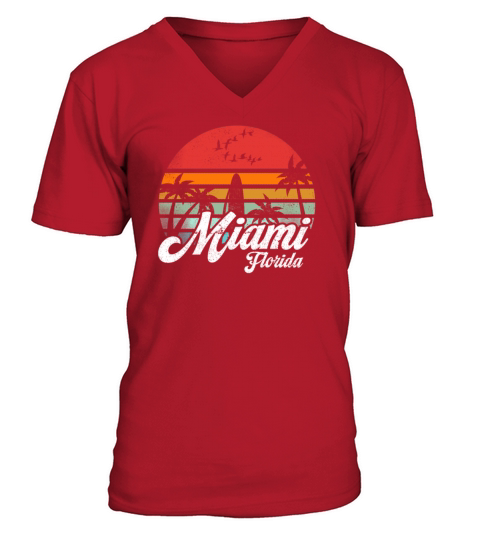 Vintage Miami Florida Surfing Retro Surf Cool Wave V-Neck T-shirt