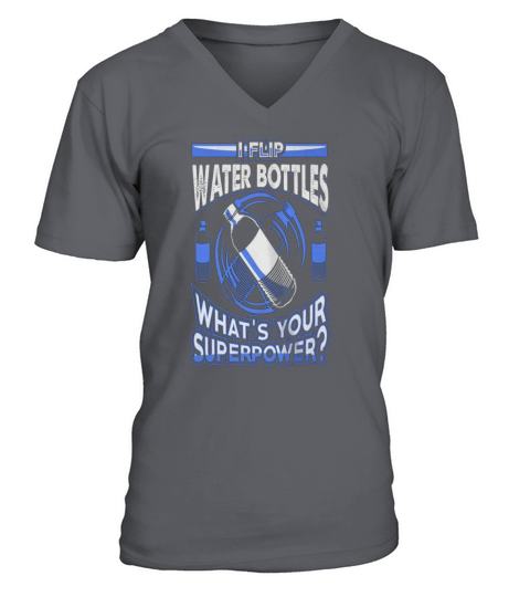 water bottle flip challenge school trend superpowe V-Neck T-shirt