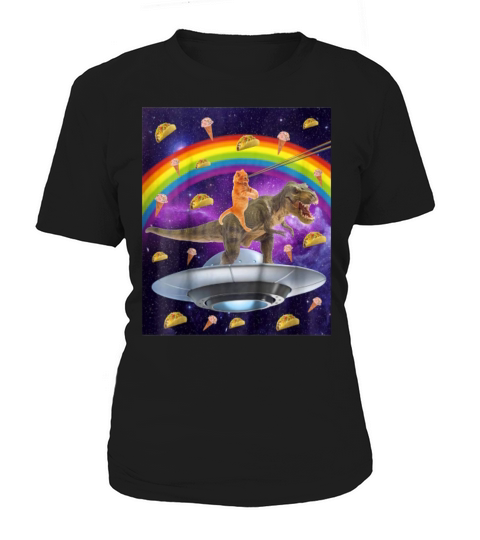 Taco Kitty Rainbow Laser Eye T-Rex Riding Space Cat - Unisex Long Sleeve Women's T-Shirt