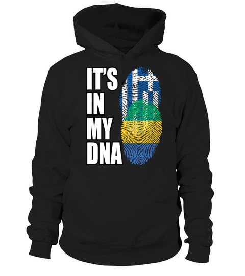 Greek And Gabonese Mix Heritage DNA Flag Hoodie Unisex