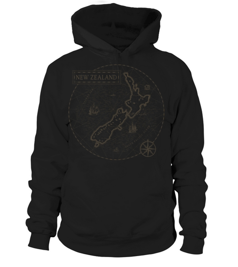 Vintage Map New Zealand Hoodie Unisex