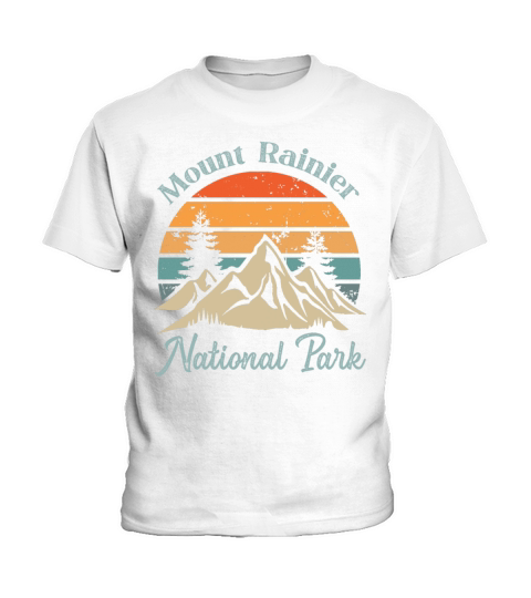 Mount Rainier National Park Retro Vintage Mountain Kids T-Shirt