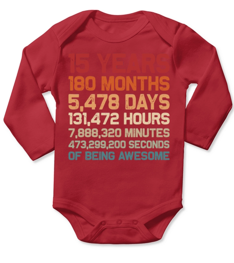 15 Years of Being Awesome Vintage 15th Birthday Long Sleeve Baby One-Piece