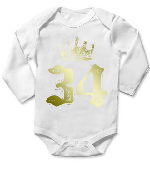 34 number crown Long Sleeve Baby One-Piece