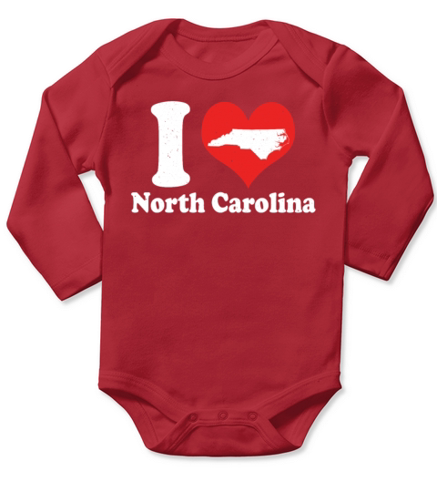 America Citizen US State Love Heart North Carolina Long Sleeve Baby One-Piece