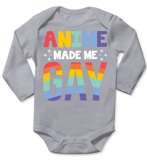 Anime Made Me Gay LGBTQ Support Rainbow Flag Long Sleeve Baby One-Piece