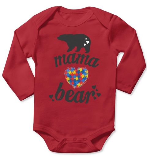 Autism Awareness Mama Bear T-shirts - Mommy Long Sleeve Baby One-Piece