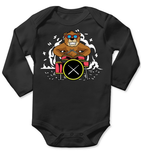 Bear Drummer Instrumentalist Gift Long Sleeve Baby One-Piece