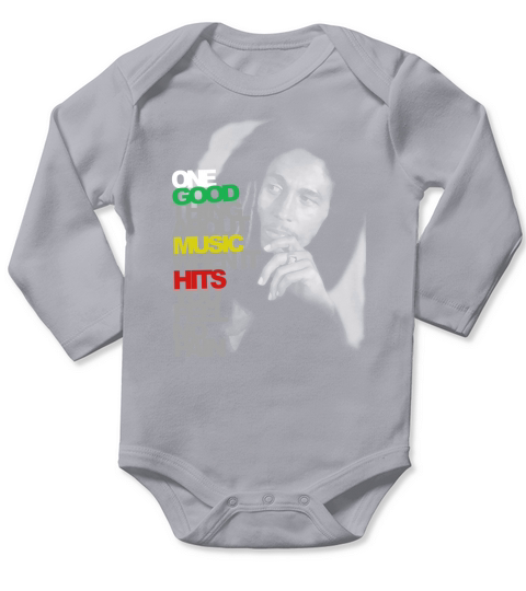 BOB MARLEY GOOD MUSIC HITS BLACK T-SHIRT Long Sleeve Baby One-Piece