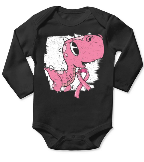 Breast Cancer Awareness Month Dinosaur Lover Dino Long Sleeve Baby One-Piece