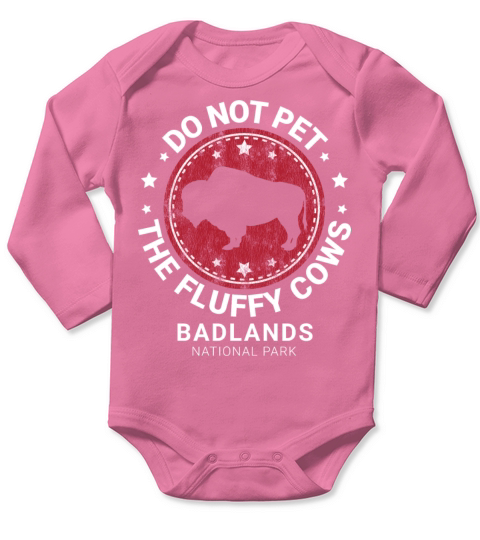 Do Not Pet The Fluffy Cows Funny Bison Retro Long Sleeve Baby One-Piece