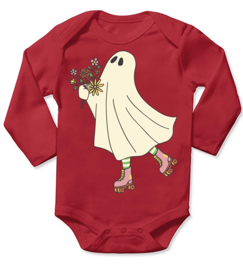 Ghost with flowers roller skating Long Sleeve Baby One-Piece