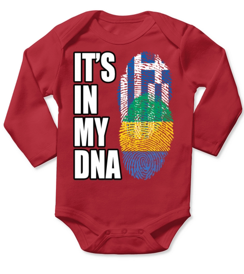 Greek And Gabonese Mix Heritage DNA Flag Long Sleeve Baby One-Piece
