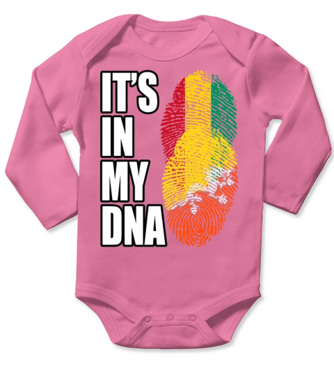 Guinean And Bhutanese Mix Heritage DNA Flag Long Sleeve Baby One-Piece