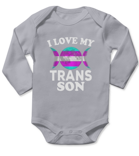 I Love My Transgender Son Proud Dad Mom Gay Pride Trans Moon Long Sleeve Baby One-Piece