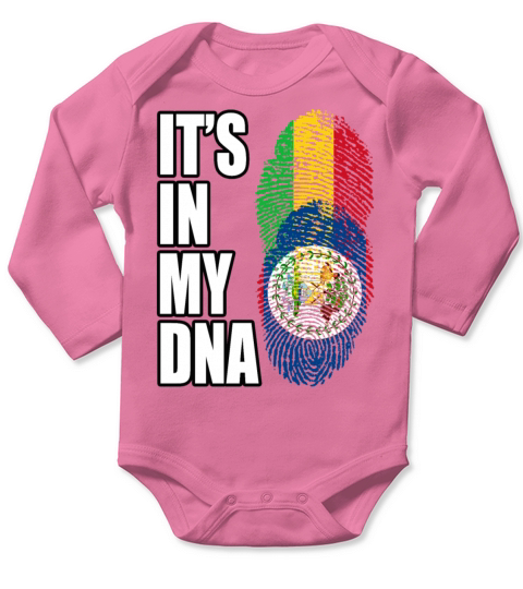 Malian And Belizean Mix Heritage DNA Flag Long Sleeve Baby One-Piece