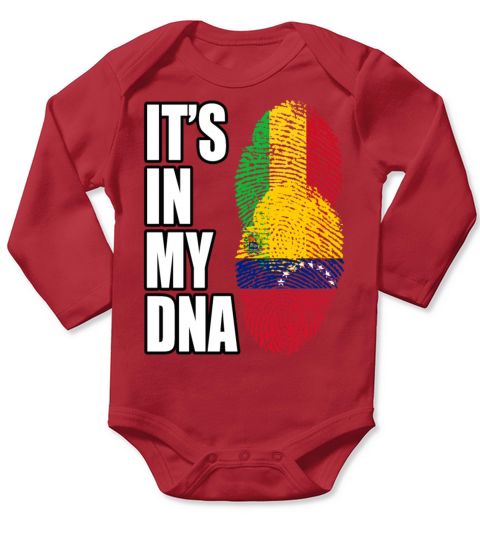 Malian And Venezuelan Mix Heritage DNA Flag Long Sleeve Baby One-Piece