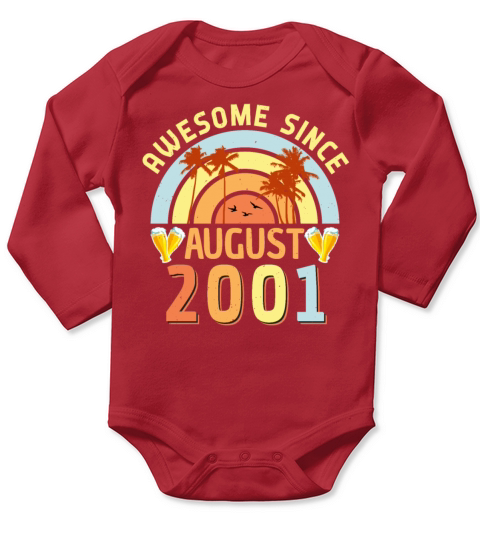 Month Of Birth August 2001 Long Sleeve Baby One-Piece