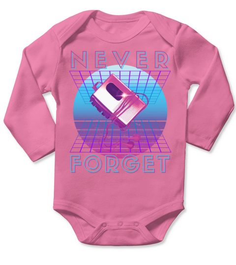 Never Forget Retro 80s 90s Nostalgia Long Sleeve Baby One-Piece
