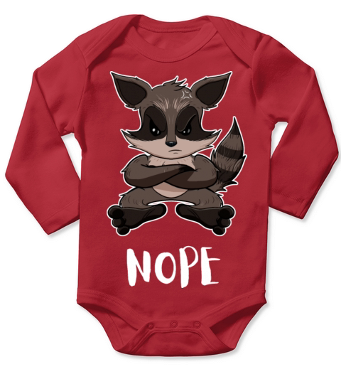 Nope Funny Lazy Raccoon Long Sleeve Baby One-Piece