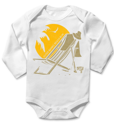 Outer Banks Beach Bum OBX Gold Vintage Long Sleeve Baby One-Piece