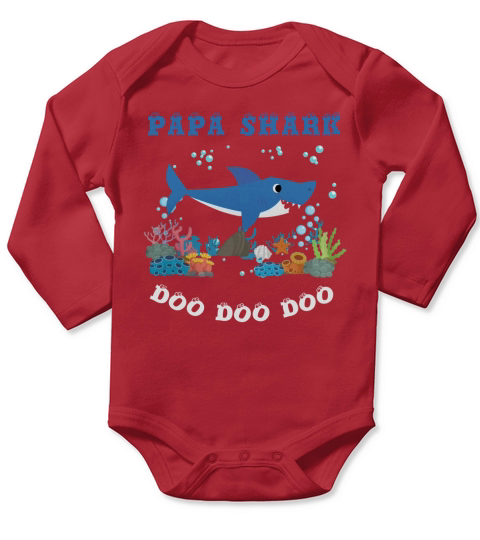 Papa Shark Shirt Long Sleeve Baby One-Piece