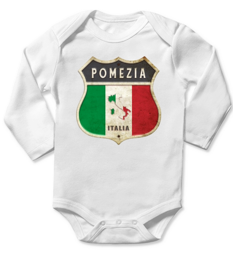 Pomezia Italy coat of arms flags design Long Sleeve Baby One-Piece