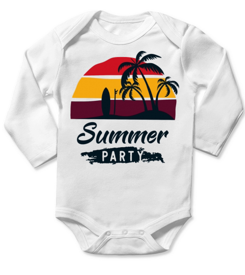 Summer Party Vinrage retro Design Long Sleeve Baby One-Piece