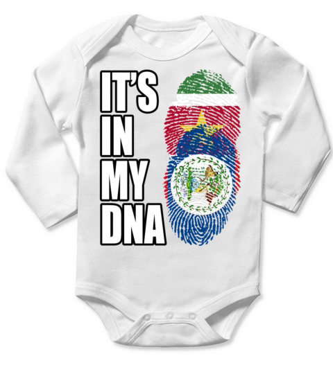 Surinamese And Belizean Vintage Heritage DNA Flag Long Sleeve Baby One-Piece
