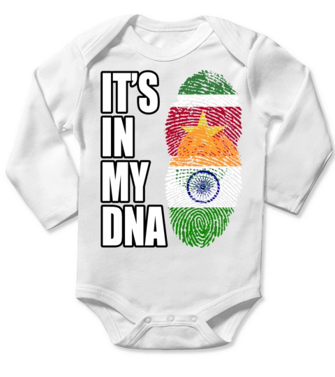Surinamese And Indian Vintage Heritage DNA Flag Long Sleeve Baby One-Piece