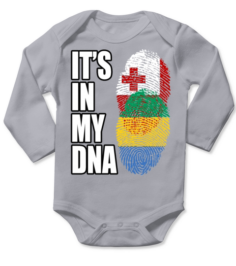 Tongan And Gabonese Mix Heritage DNA Flag Long Sleeve Baby One-Piece