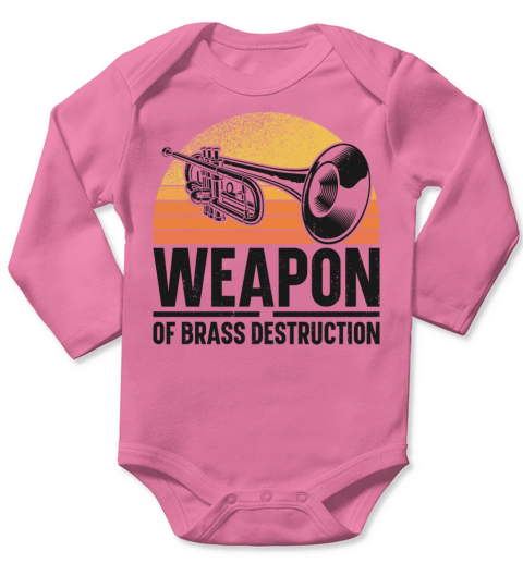 Trumpet Player Pun Retro Vintage Long Sleeve Baby One-Piece