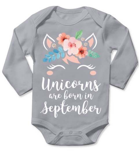 Unicorns Are Born In September Shirt Birthday Long Sleeve Baby One-Piece
